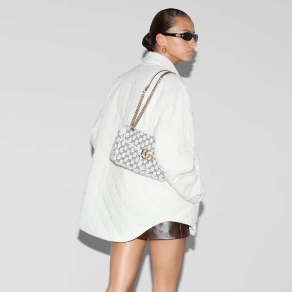 GUCCI GG MARMONT SMALL SHOULDER BAG TWEED WHITE 25CM 443497 FADNQ 8588 - Image 3