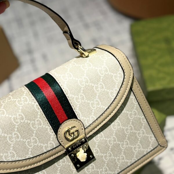 GUCCI OPHIDIA SMALL TOP HANDLE BAG BEIGE 25CM 651055 UULAG 9682 - Image 6