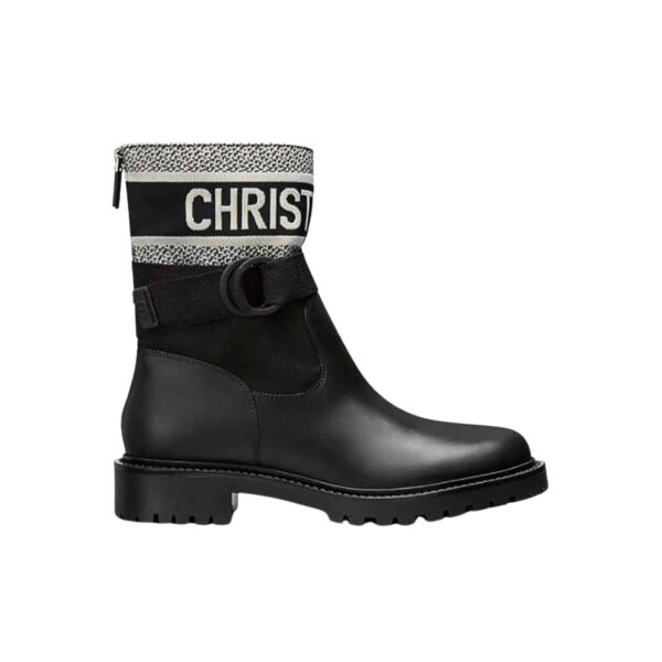 DIOR D MAJOR ANKLE BOOT FABRIC AND LEATHER WHITE AND BLACK