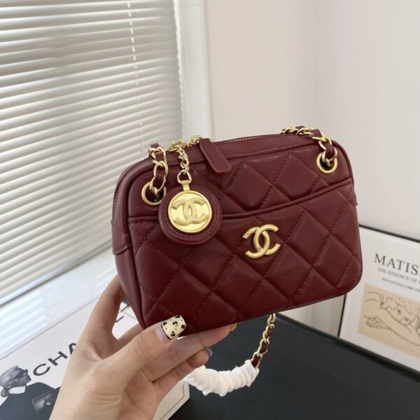 CHANEL MINI CAMERA CASE BURGUNDY 18CM AS5190 B18306 NZV44 - Image 2