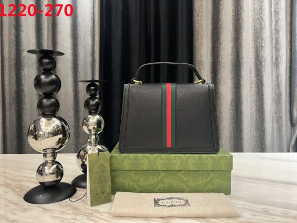 GUCCI GG MATELASSÉ SMALL TOP HANDLE BAG BLACK 24CM - Image 3