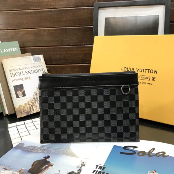 LOUIS VUITTON VOYAGE POCHETTE DAMIER INFINI LEATHER BLACK 33CM - Image 3