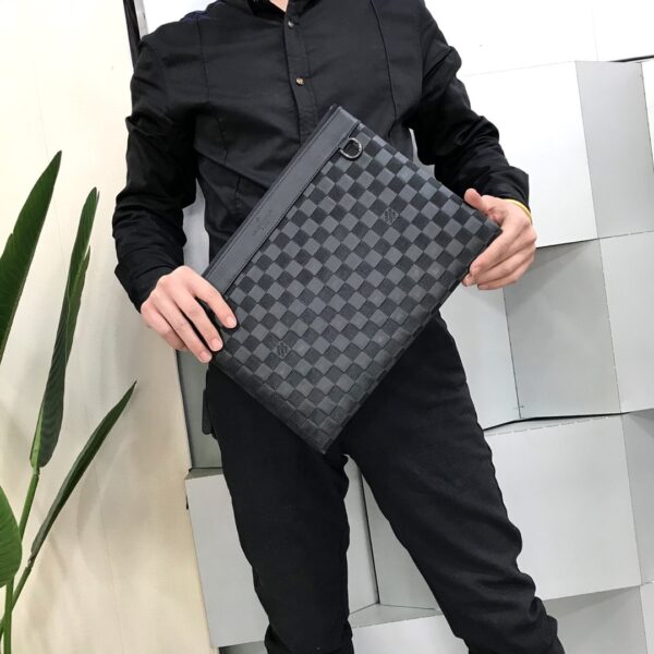 LOUIS VUITTON VOYAGE POCHETTE DAMIER INFINI LEATHER BLACK 33CM - Image 9