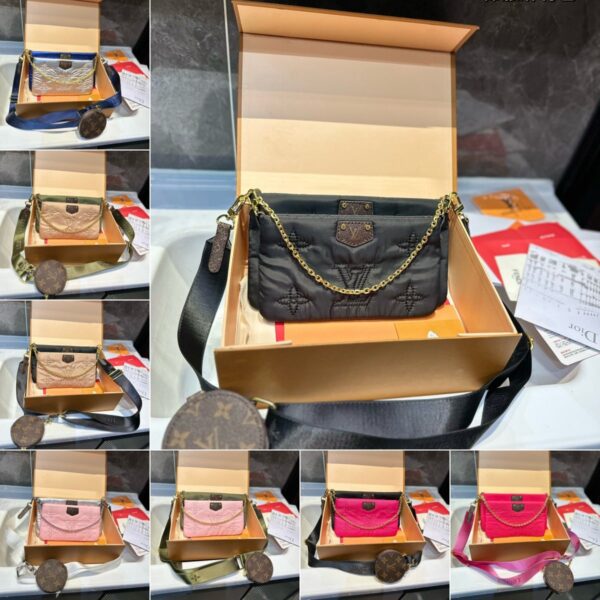 LOUIS VUITTON MAXI MULTI POCHETTE ACCESSOIRES MONOGRAM PILOW BEIGE AND GREEN 24CM - Image 3