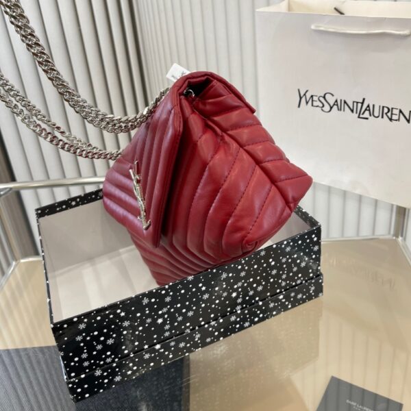 SAINT LAURENT LOULOU SMALL CHAIN BAG WINE RED 25CM - Image 4
