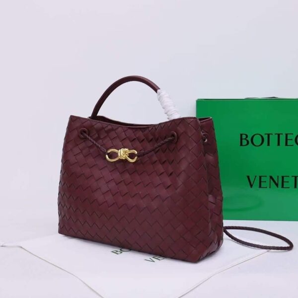 BOTTEGA VENETA ANDIAMO INTRECCIATO LEATHER TOP HANDLE BURGUNDY BLACK 33CM - Image 2