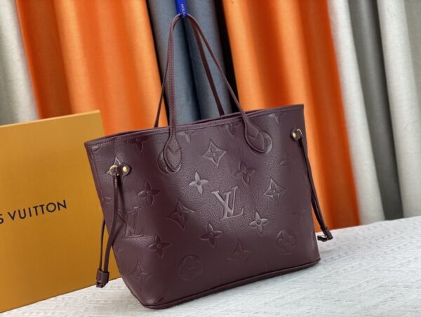 LOUIS VUITTON NEVERFULL MM MONOGRAM EMPREINT WINE RED 31CM M46599 - Image 4
