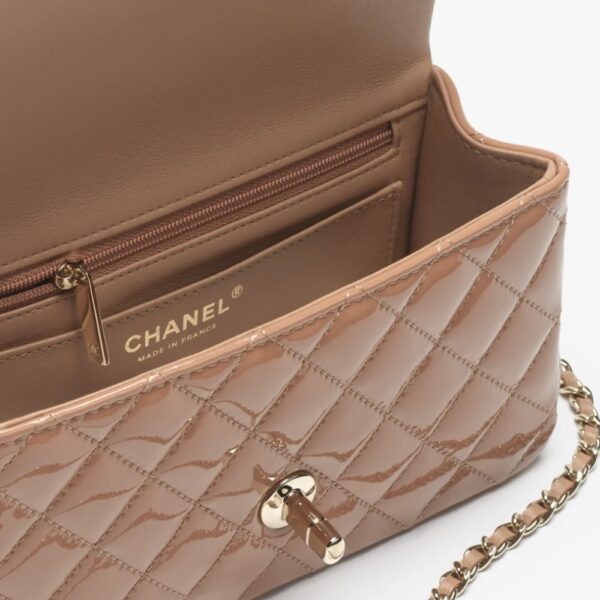 CHANEL MINI CLASSIC BAG WITH TOP HANDLE DARK BEIGE 20CM AS2431 B18237 NZW53 - Image 3