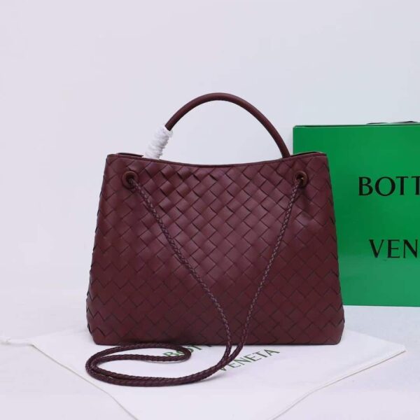 BOTTEGA VENETA ANDIAMO INTRECCIATO LEATHER TOP HANDLE BURGUNDY BLACK 33CM - Image 5