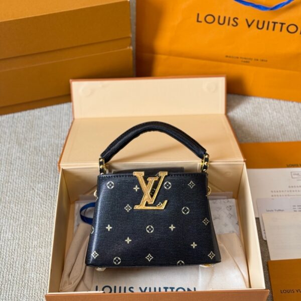 LOUIS VUITTON CAPUCINES MINI BLACK 20CM - Image 2