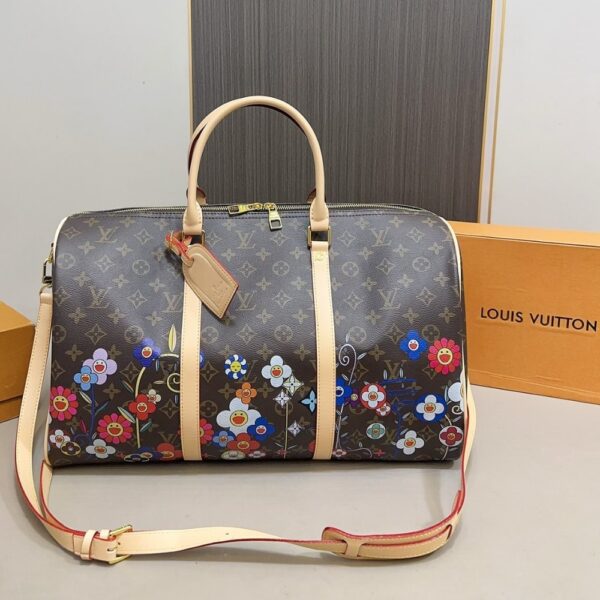 LOUIS VUITTON X TAKASHI MURAKAMI KEEPALL BANDOULIERE BROWN 45CM M14182 - Image 2