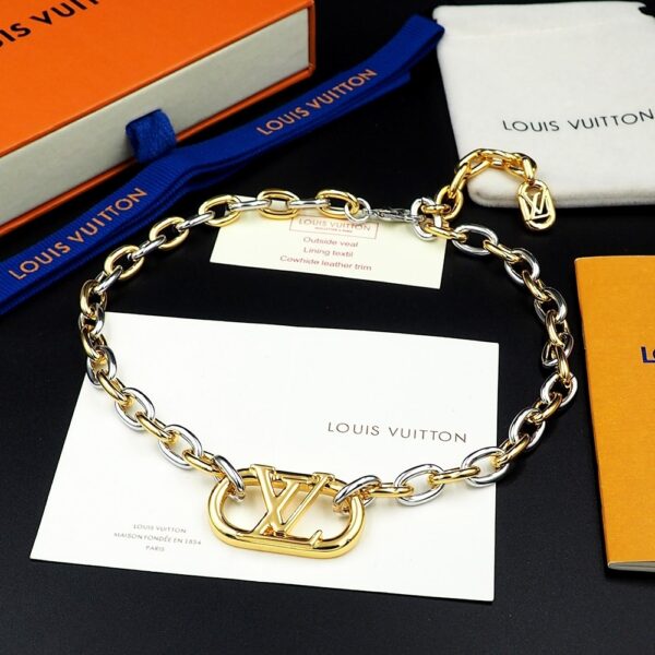 LOUIS VUITTON EVERYDAY CHAIN LV NECKLACE GOLD AND SILVER - Image 3