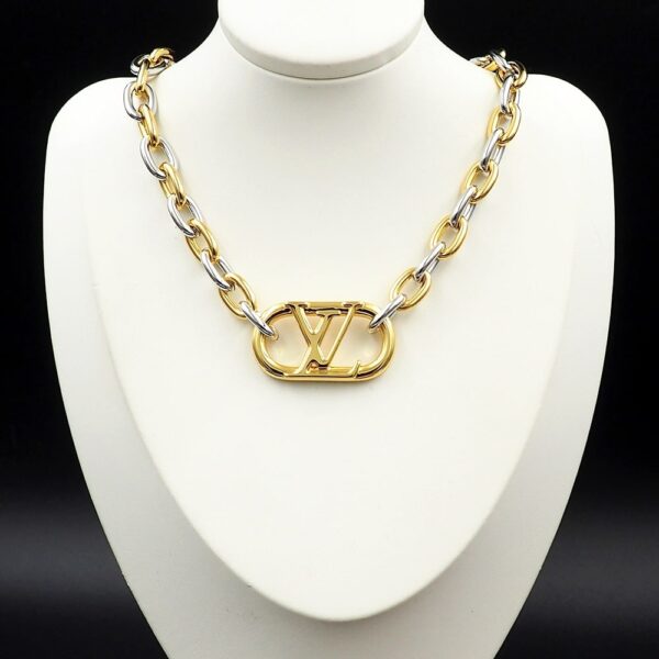 LOUIS VUITTON EVERYDAY CHAIN LV NECKLACE GOLD AND SILVER - Image 2