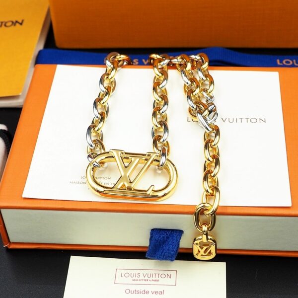 LOUIS VUITTON EVERYDAY CHAIN LV NECKLACE GOLD AND SILVER - Image 5