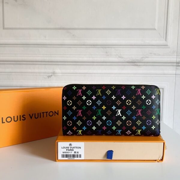 LOUIS VUITTON X TAKASHI MURAKAMI ZIPPY WALLET BLACK MULTICOLORED 19CM - Image 2