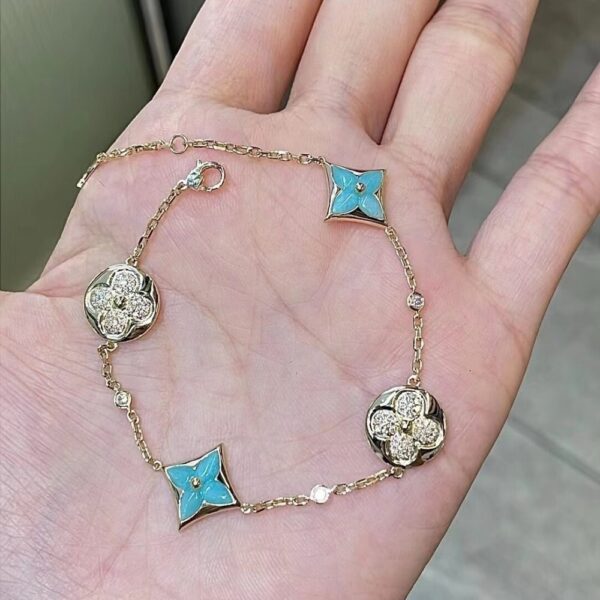LOUIS VUITTON COLOR BLOSSOM BB BRACELET GOLD TONE WITH BLUE Q05979 - Image 5