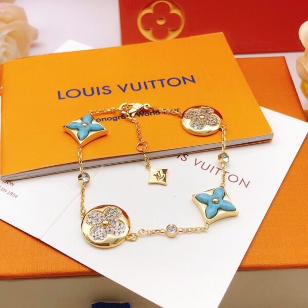 LOUIS VUITTON COLOR BLOSSOM BB BRACELET GOLD TONE WITH BLUE Q05979 - Image 3
