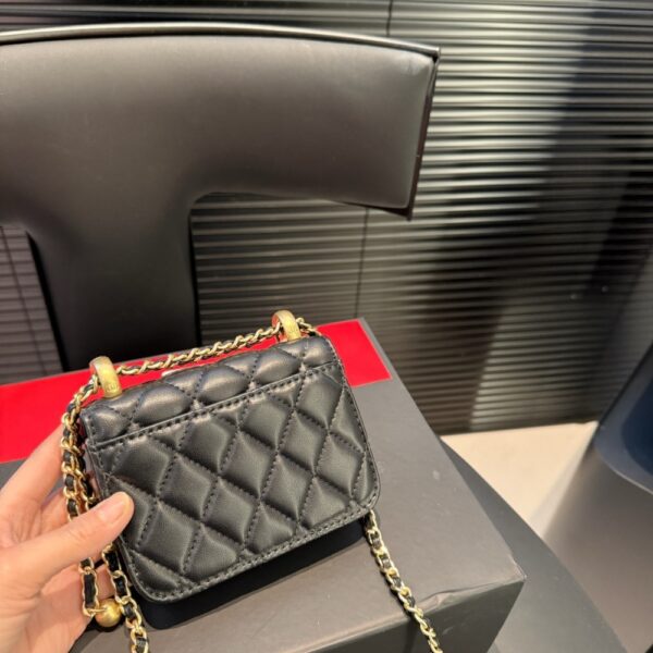 CHANEL 21A MINI FLAP COIN PURSE WITH CHAIN HANDLE SHOULDER CROSSBODY BAG BLACK 12CM - Image 5