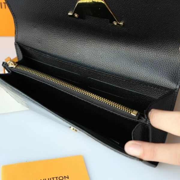 LOUIS VUITTON CAPUCINES CROCODILE LEATHER LONG WALLET BLACK 20CM - Image 9