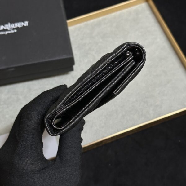 SAINT LAURENT CASSANDRE MATELASSÉ SMALL ENVELOPE WALLET IN GRAIN DE POUDRE LEATHER BLACK 13CM - Image 7