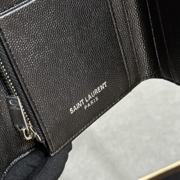 SAINT LAURENT CASSANDRE MATELASSÉ SMALL ENVELOPE WALLET IN GRAIN DE POUDRE LEATHER BLACK 13CM - Image 9