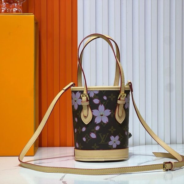 LOUIS VUITTON X MURAKAMI NANO BUCKET MONOGRAM CANVAS SAKURA BROWN 17CM M13417 - Image 7