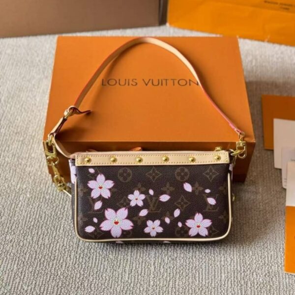 LOUIS VUITTON X MURAKAMI POCHETTE ACCESSOIRES SAKURA BROWN 22CM M13666 - Image 4