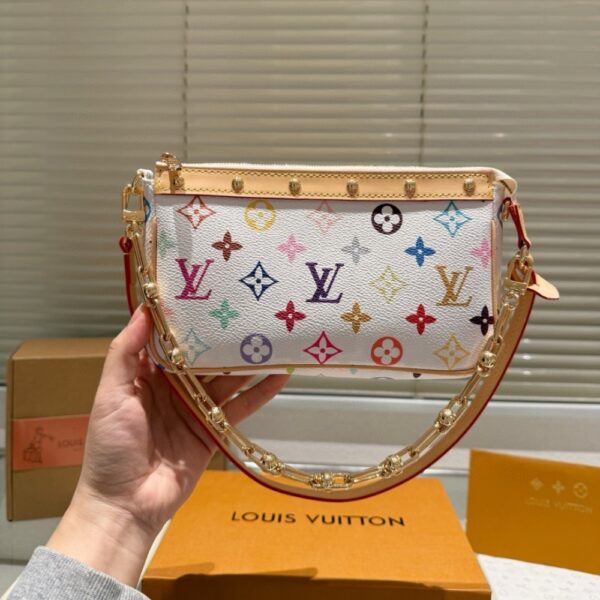 LOUIS VUITTON X TAKASHI MURAKAMI POCHETTE ACCESSORIES MULTICOLORE BLANC 21CM M13404 - Image 9