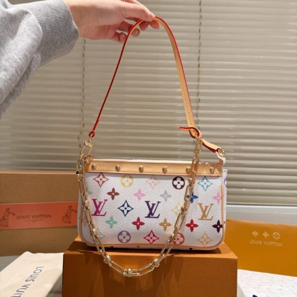 LOUIS VUITTON X TAKASHI MURAKAMI POCHETTE ACCESSORIES MULTICOLORE BLANC 21CM M13404 - Image 2