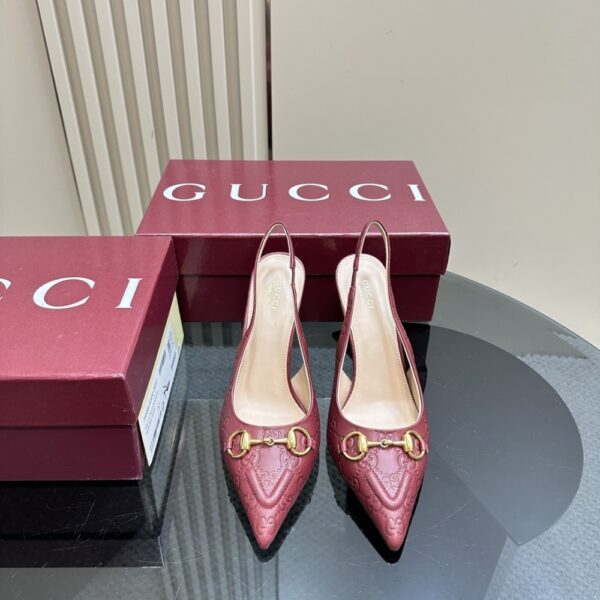 GUCCI WOMEN'S HORSEBIT PUMP GG LEATHER ROSSO ANCORA RED ‎792065 AAEGJ 6207 - Image 2