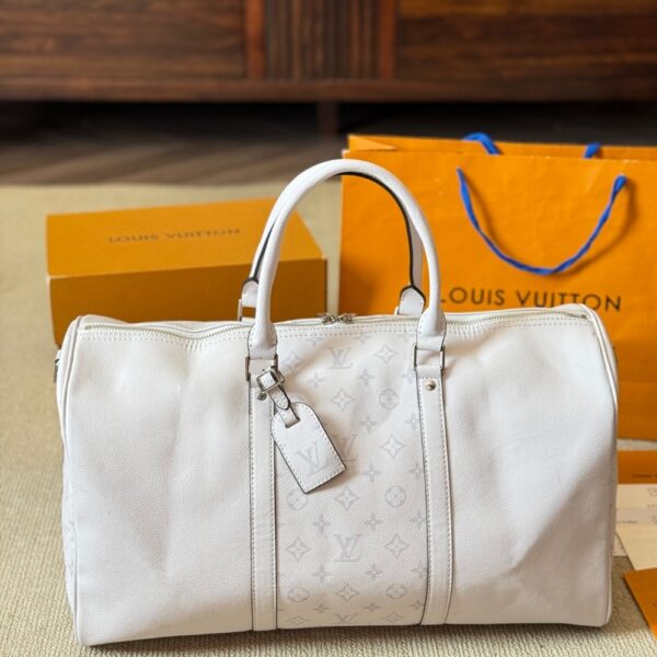 LOUIS VUITTON KEEPALL BANDOULIERE OPTICAL WHITE 40CM M30885 - Image 6