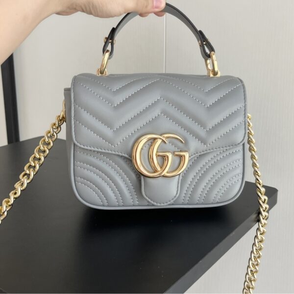 GUCCI GG MARMONT MINI SHOULDER BAG GREY 17CM - Image 2