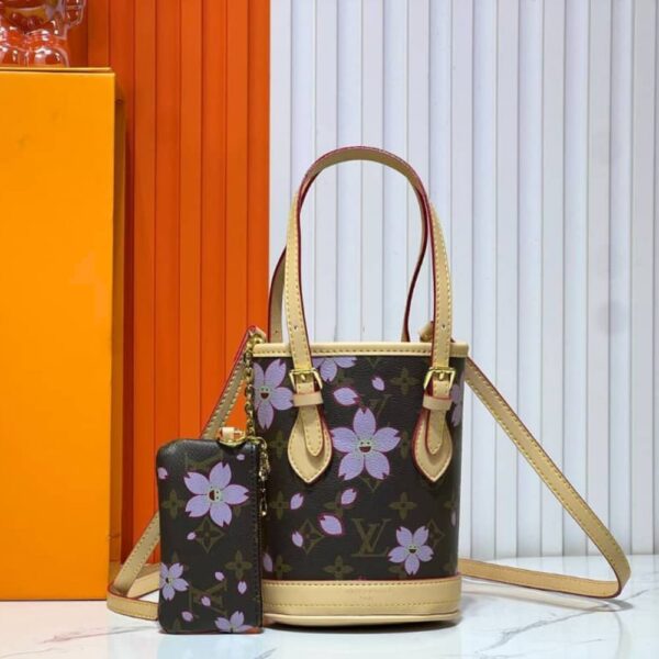 LOUIS VUITTON X MURAKAMI NANO BUCKET MONOGRAM CANVAS SAKURA BROWN 17CM M13417 - Image 2