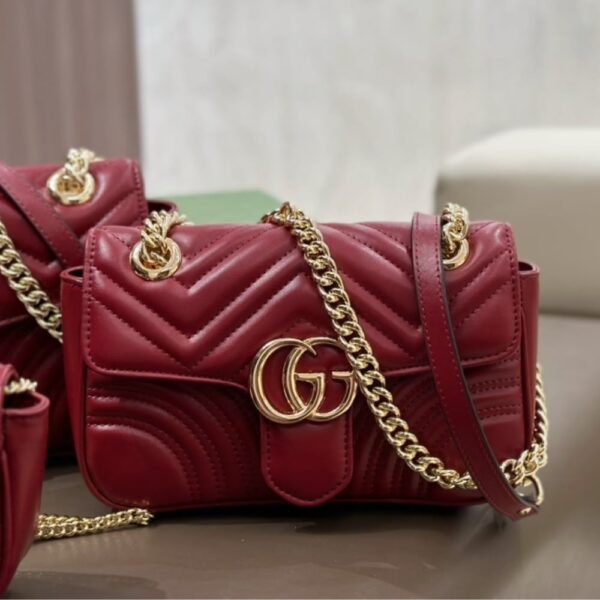 GUCCI GG MARMONT MINI SHOULDER BAG ROSSO ANCORA 16CM 443497 AADPJ 6207 - Image 2