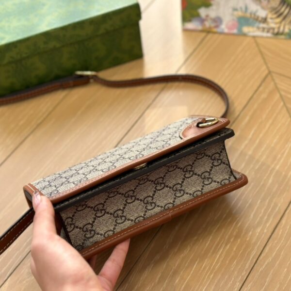 GUCCI GG EMBLEM SUPER MINI SHOULDER BAG BEIGE 20CM 820688 FAD6L 9758 - Image 3