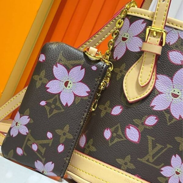 LOUIS VUITTON X MURAKAMI NANO BUCKET MONOGRAM CANVAS SAKURA BROWN 17CM M13417 - Image 4