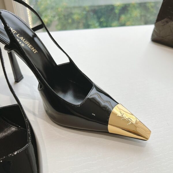 SAINT LAURENT JEANNE SLINGBACK PUMPS BLACK AND GOLD 800164AADX21000 - Image 5