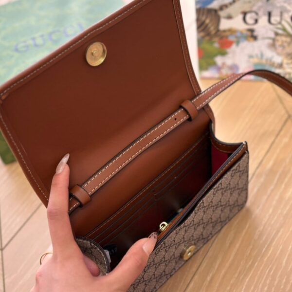 GUCCI GG EMBLEM SUPER MINI SHOULDER BAG BEIGE 20CM 820688 FAD6L 9758 - Image 5