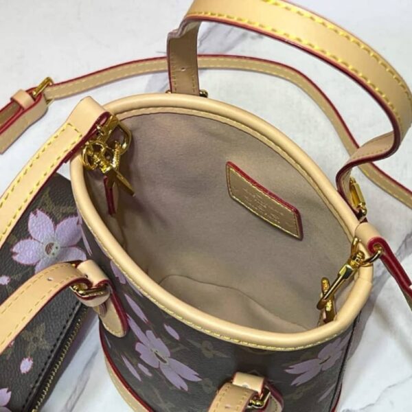 LOUIS VUITTON X MURAKAMI NANO BUCKET MONOGRAM CANVAS SAKURA BROWN 17CM M13417 - Image 5