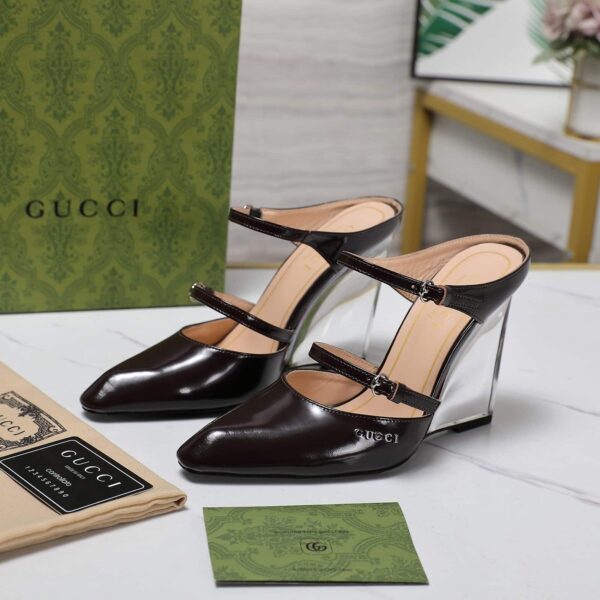 GUCCI WOMEN'S WEDGE MULE BLACK 827856 CLG00 1000 - Image 2