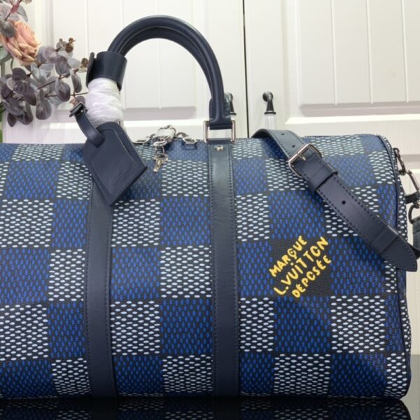 LOUIS VUITTON KEEPALL BANDOULIÈRE 50 DAMIER HERITAGE BLUE 50CM N40861 - Image 4