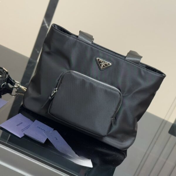 PRADA RE NYLON TOTE BAG BLACK 32CM 1BG354 RV44 F0002 V B1M - Image 7