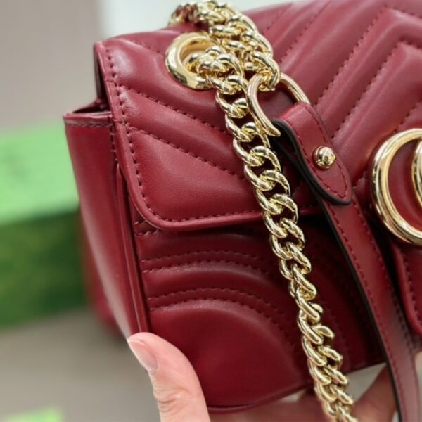 GUCCI GG MARMONT MINI SHOULDER BAG ROSSO ANCORA 16CM 443497 AADPJ 6207 - Image 3